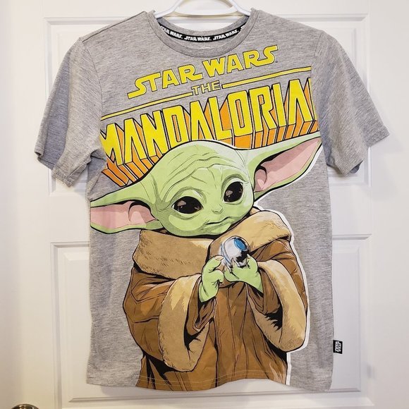 STAR Wars Boy's The Mandalorian Yoda Heather Grey T-shirt - Size: Large/10-12 - Picture 1 of 9